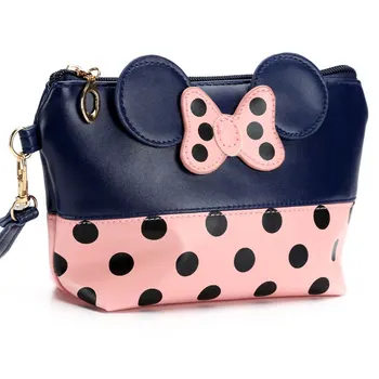 

Dropshipping Bow Portable Makeup Bag Kids Gift Cartoon Handbag Pouch for Women Cosmetic bag Cheap Fashion Mouse Ears Wholesale