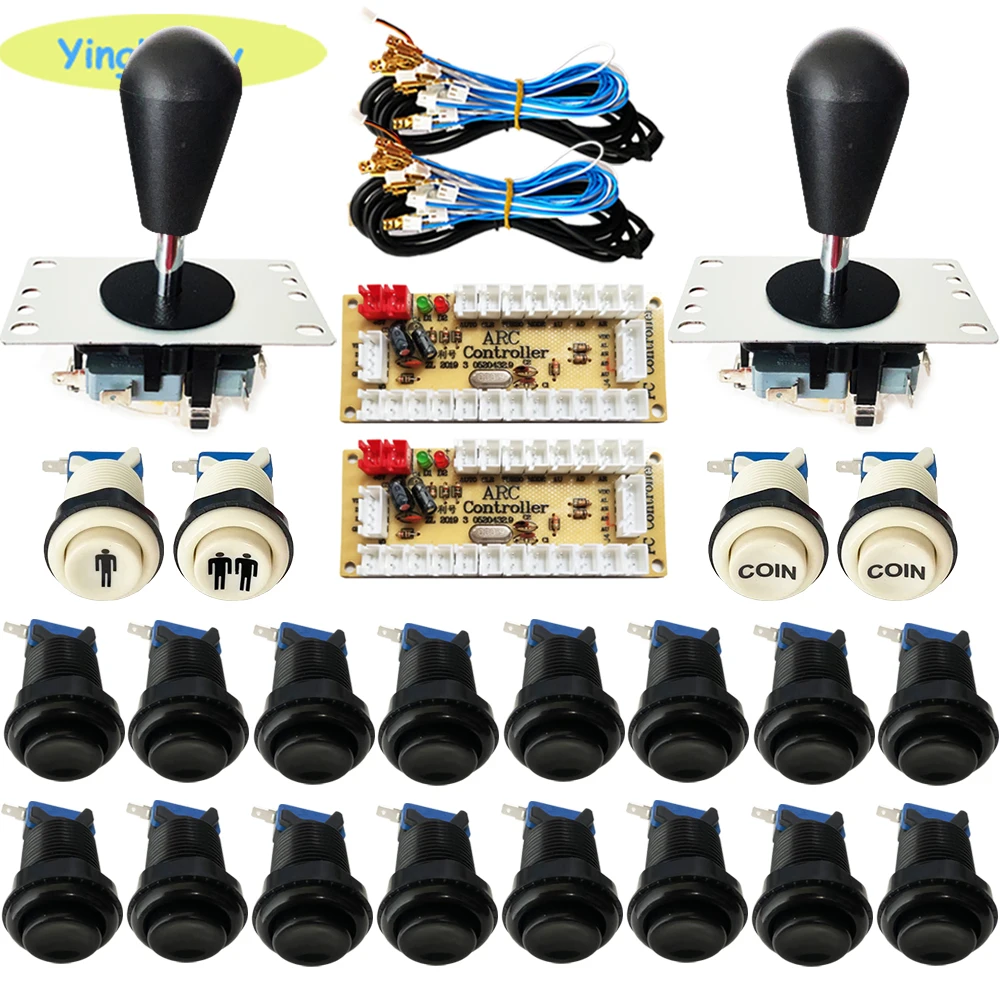 2 player arcade joystick kit zero delay mando usb encoder happ type button to PC Raspberry PI 