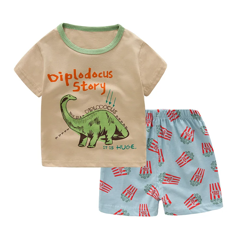 

SAILEROAD Dinosaur Pajamas For Boys Summer Short Sleeve Pyjamas Children Cotton Home Wear Set Kids Soft Pajama Sleepwear Clothes