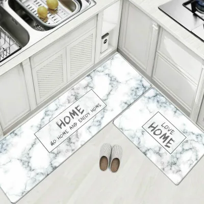 RULDGEE нескользящий маслостойкий водонепроницаемый ПУ ПВХ ковер для гостиной современный кухонный коврик для спальни - Цвет: Marbling