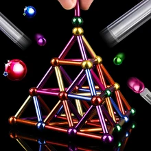 stress reliever Magnetic Bar And Ball Neutral Metal 36 Rods 27 Balls Construction Sets Puzzle Stacking Game Sculpture Desk Toy