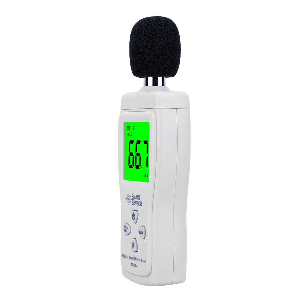 Цифровой измеритель уровня звука, измеритель уровня шума 30-130 дБ, децибел, измерительный прибор для мониторинга Metro, диагностический инструмент, умный датчик AS804