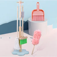 Wooden Children Cleaning Tools Set Mini Broom Mop Dustpan for Kids Housework 2