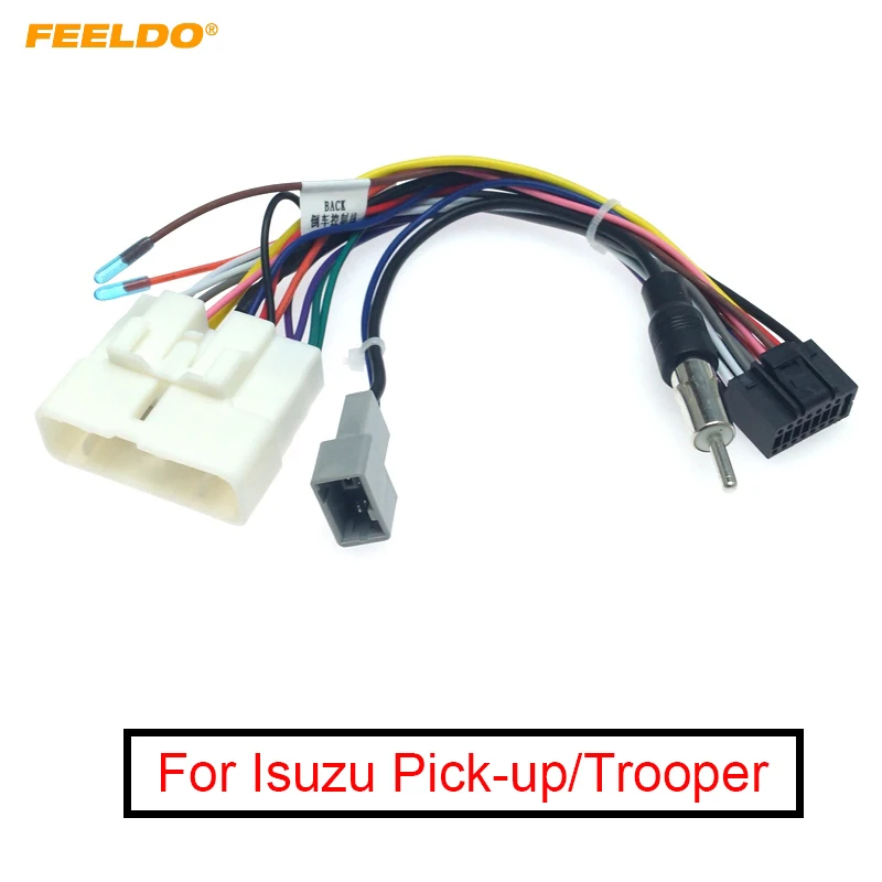 

FEELDO 1Pc Car Android Multimedia 16-Pin Wiring Harness Adapter For Isuzu Pick-up/Trooper/Opel Campo/Monterey 16-pin Headunit