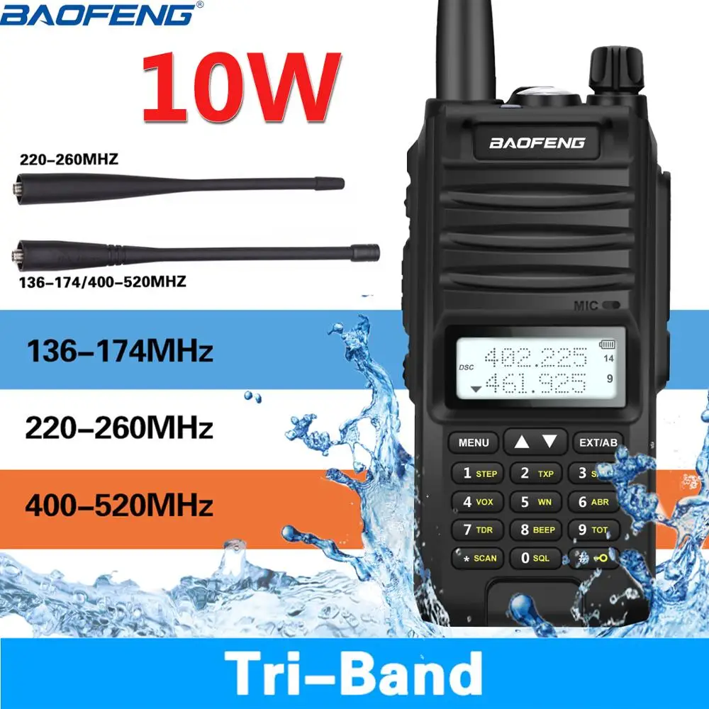 Портативная рация Baofeng BF-F11 10 Вт 4800 мА · ч IP67 водонепроницаемая трехдиапазонная км