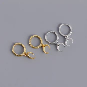 

925 Sterling Silver Moon Pendant Stud Earrings For Women Girls Wedding Gift Female Accesories pendientes mujer moda eh289