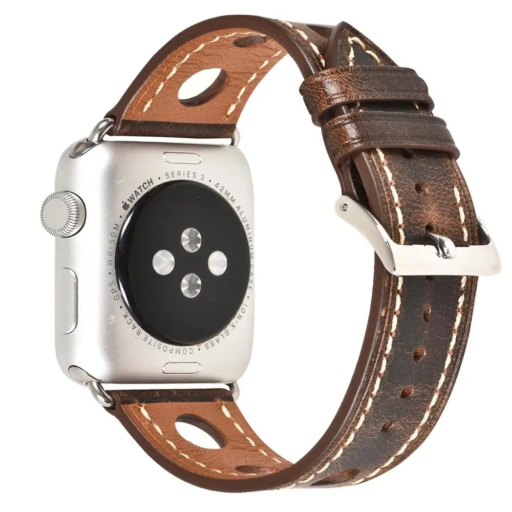 Ремешок BEAFIRY маслодубленый для Apple Watch Band 4 5 44 мм дизайнерский браслет из