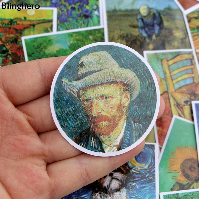 Blinghero Van Gogh Stickers 36Pcs/set Painting Stickers Stationery Stickers Laptop Luggage Stickers Decals For Colletion BH0303