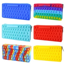 Trousse à crayons à bulles en Silicone, jouet sensoriel, couleur arc en ciel, sac de papeterie, anti Stress, papeterie pour enfants, cadeaux 