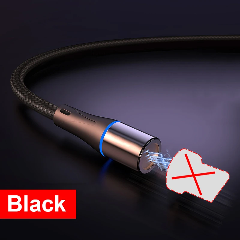 ROCK 1 м 2 м супер быстрая зарядка Магнитный кабель 5A для iPhone X Xiaomi huawei samsung Micro Usb type C Usb C кабель для зарядки данных шнур - Цвет: Only Black Cable