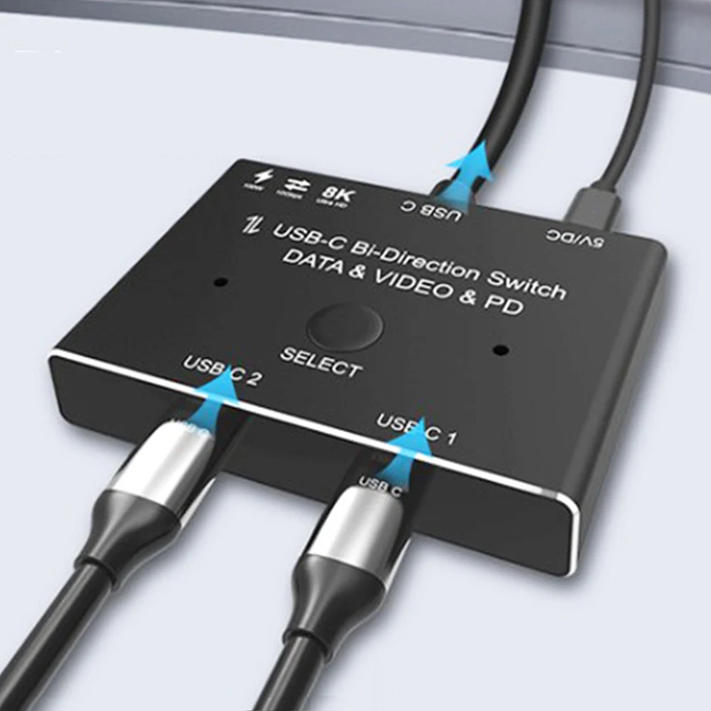 USB3.1 USB-C 8K двухнаправленный переключатель Type C PD 100 Вт сплиттер 1x2 / 2x1 Переключатель