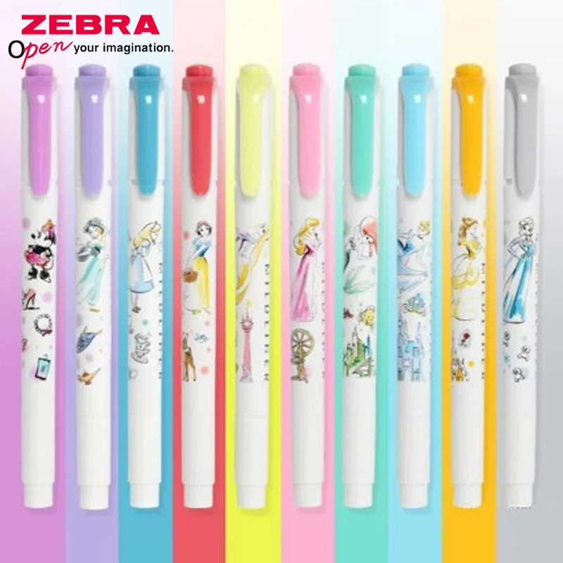 

10Pcs ZEBRA Color Highlighter Disney Princess Joint Limited Edition WKT7-DS2 Light Fluorescent Double-Headed Marker