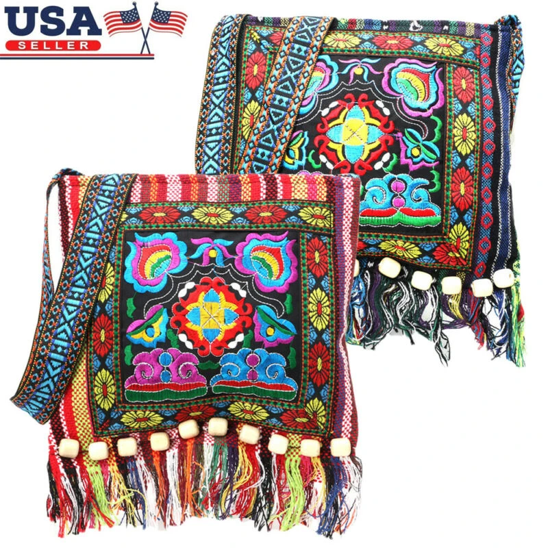 Hmong Vintage Chinese National Style Ethnic Shoulder Bag Traditional Embroidery Boho Hippie Tassel Tote Messenger Embroidery Aliexpress
