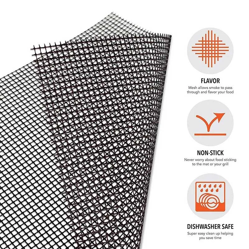 BBQ Grill Mesh Barbecue Grill Mat 1Pcs Barbecue Grilling Mats Grid Shape Reusable