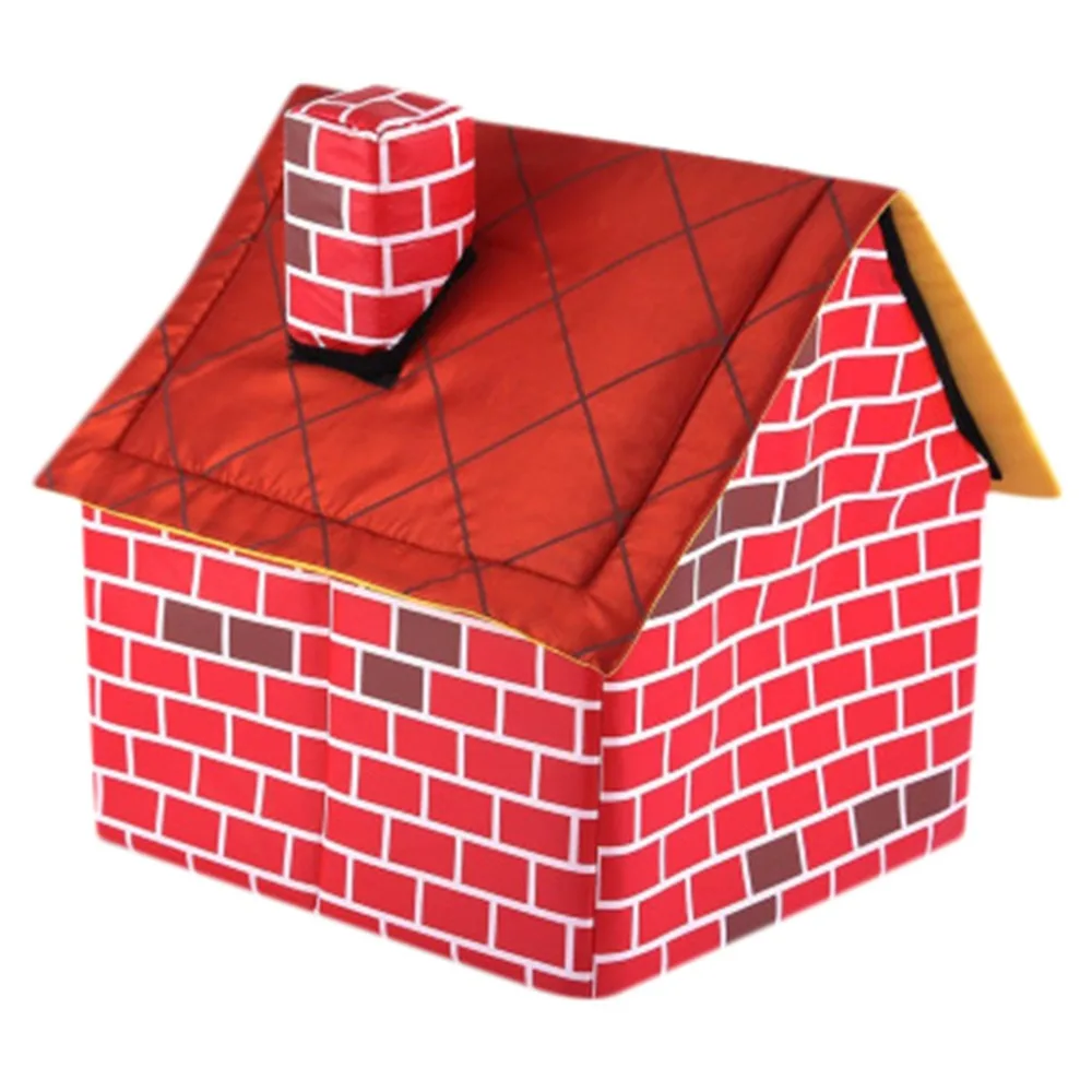 Foldable dog house pet bed tent cat litter indoor portable travel puppy mat cave red brick pet nest kocyk dla psa 30O9 (2)