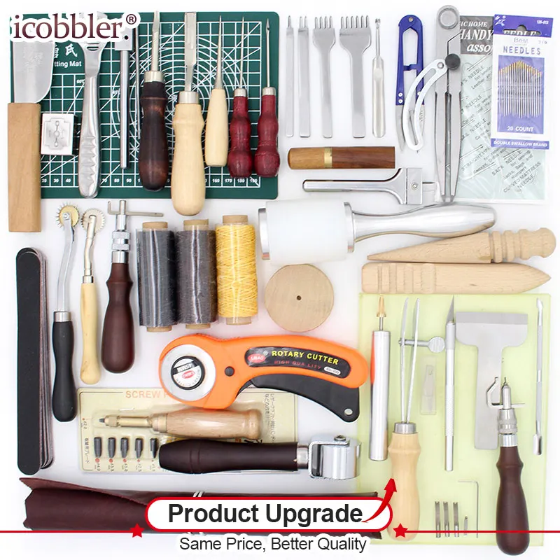 

Leather Craft Tools Kit Including Leather Sewing Tools, with Swivel Knife,Stitching Groover,Prong Punch,Leather Working