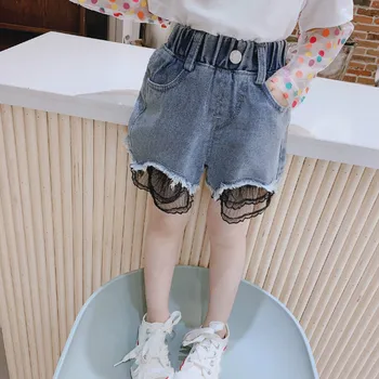 

Girls Denim Shorts 2020 Girls Summer Shorts Jeans kids Clothes Girls Jeans Shorts Fashion lace patchwork shorts