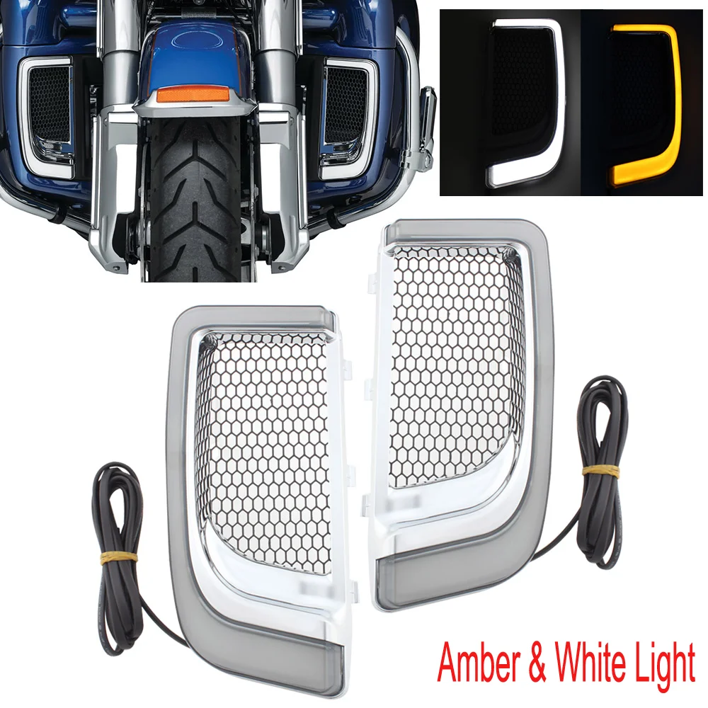 

Motorcycle LED Fairing Lower Grills Turn Signal Light Or Radiator Grills For Harley Touring Street Glide Road King 2014-2019