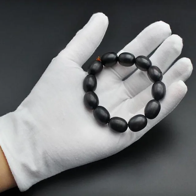 1 Pár Férfi Nő Nők Fehér Teljes Ujj Pamutkesztyű Magas Elasztikus Etikett Pincérek Sofőrök Ékszermunkások Kesztyű Izzadság - Image 4