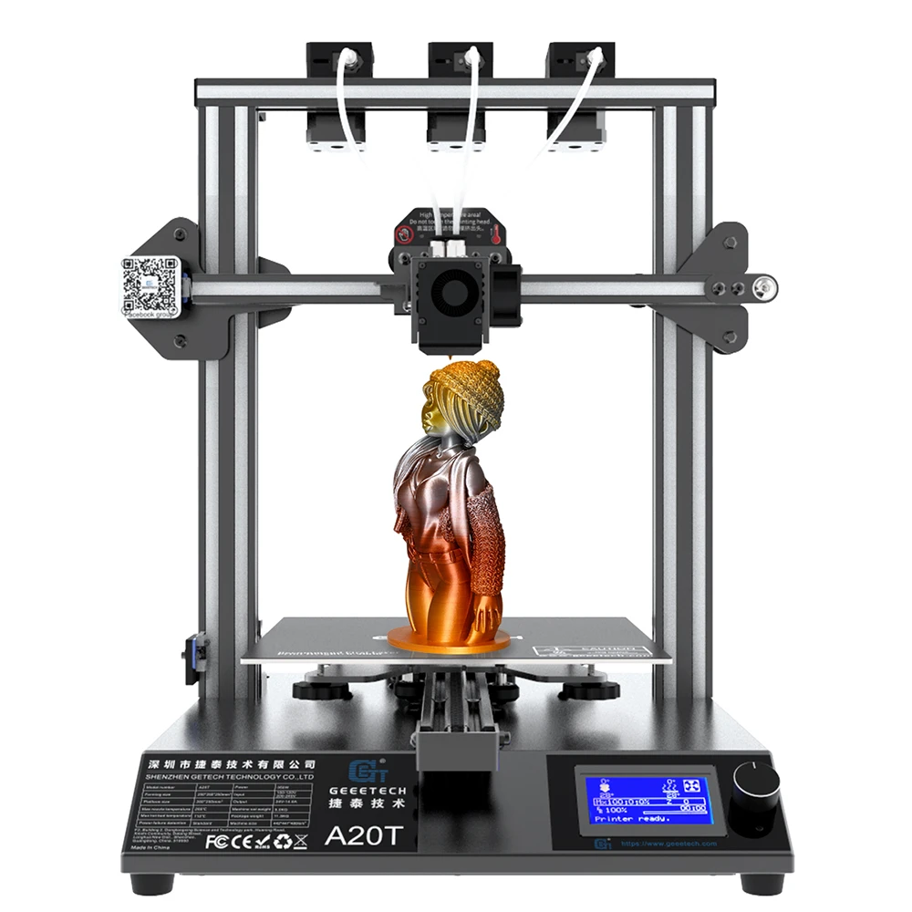 Geeetech 3D Printer A20T 3 in 1 Out Mixed Property Upgrade GT2560 V4.1B Controlboard  250*250*250mm3 LCD2004 FDM CE 3d printing machine