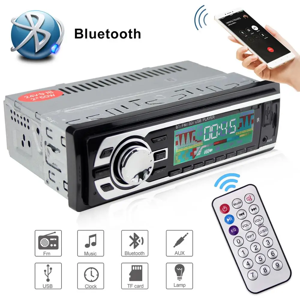 Авторадио 1 din автомобильное радио 24 в Bluetooth Радио Стерео FM/Aux вход/SD/USB MP3 рекордер автомобильное радио для машины радио oto teypler