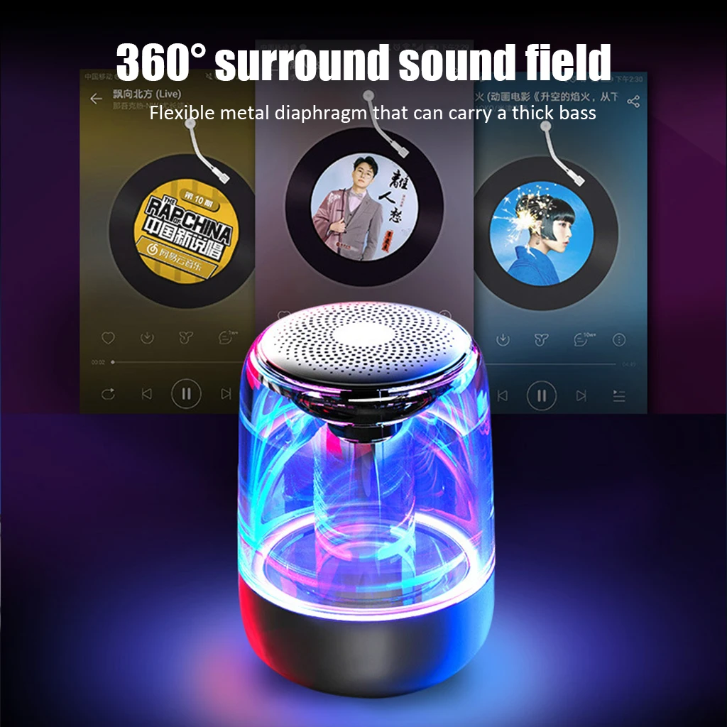 2019 Newest wireless bluetooth speaker Colorful light Portable Music Sound Box Handsfree Bass Subwoofer mini speaker bluetooth