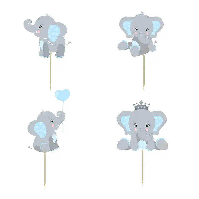 24pcs Lot Elephant Theme Cupcake Toppers Cartoon Blue Pink Baby Shower Cake Decoration For Wedding Kids Birthday Party Cake Decorating Supplies Aliexpress