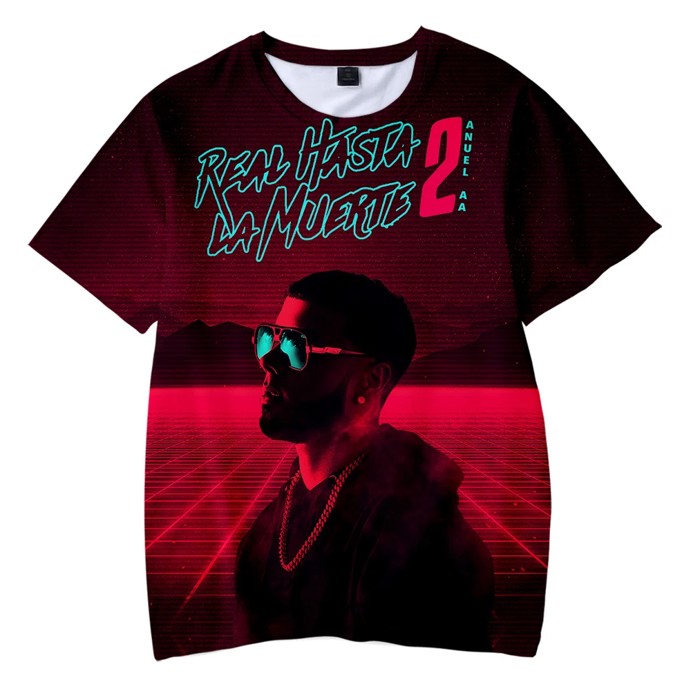 Anuel AA/рубашка детская летняя футболка с надписью «Real Hasta La Muerte» Детская футболка с короткими рукавами и графикой для мальчиков, одежда в стиле «хип-хоп»
