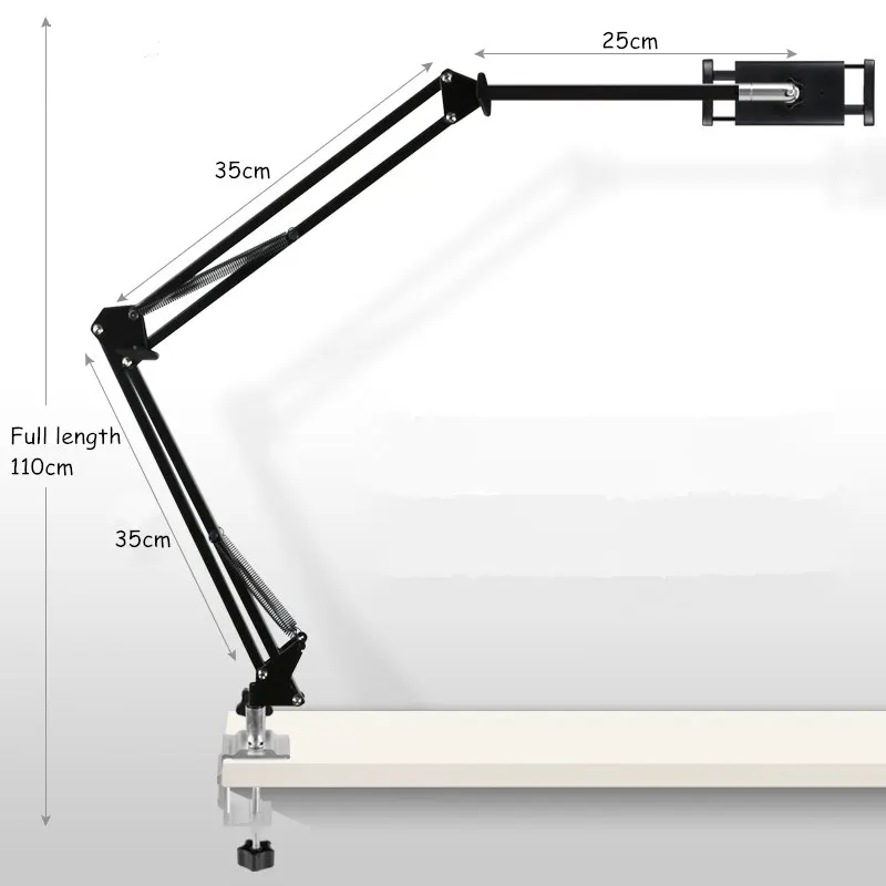Подставка для планшета, подставка для кровати, держатель для стола, вращение на 360 °, Регулируемая рукоятка 4-13 '', планшеты/телефон, кронштейн для iPad Air Mini Pro 12,9'' - Цвет: 110 cm Black