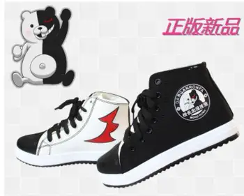 

New Japanese Anime Danganronpa 3 Monokuma Cosplay Shoes Canvas Ankle Boots Women Men Dangan Ronpa Shoes
