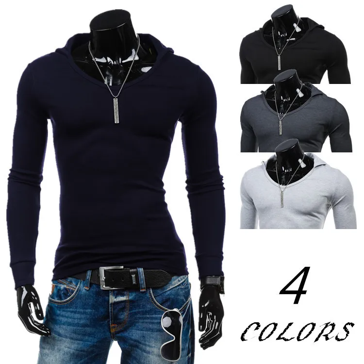 

Base Shirt Men \ 's Hooded Slim Long-sleeved T-shir