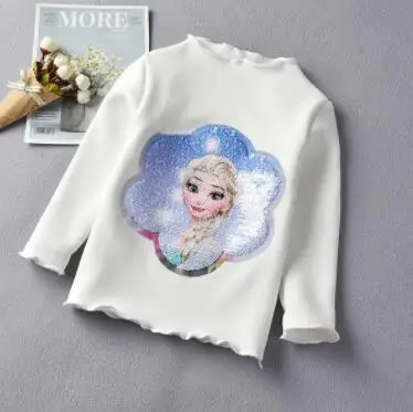 Thunderers/зимняя футболка для маленьких девочек; плотные теплые модные детские топы; рубашка; рубашки принцессы Эльзы с блестками; Верхняя одежда для малышей - Цвет: White