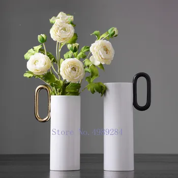 

Creative Nordic ceramics Gold cylinder handle Flower arrangement accessories Modern home Decorative ornaments wedding