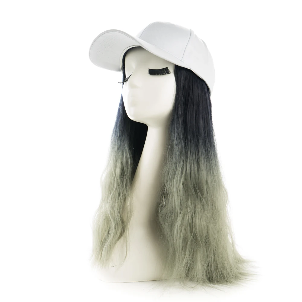 hat with wig Женская кепка с цветным париком, съемная бейсболка - Цвет: hat with wig