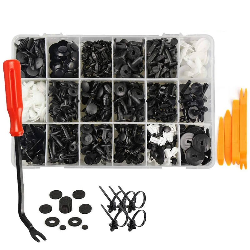 

435 Pcs Car Retainer Clips & Plastic Fasteners Kit - 19 Most Popular Sizes Auto Push Pin Rivets Set -Door Trim Panel Clips For G