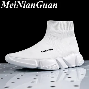 

Couple Breathable Sneakers Men Big Size Casual Shoes Male Light Flats Shoe Teenager Wild Sock Shoe Hot Sale Summer Men's Shoe L4