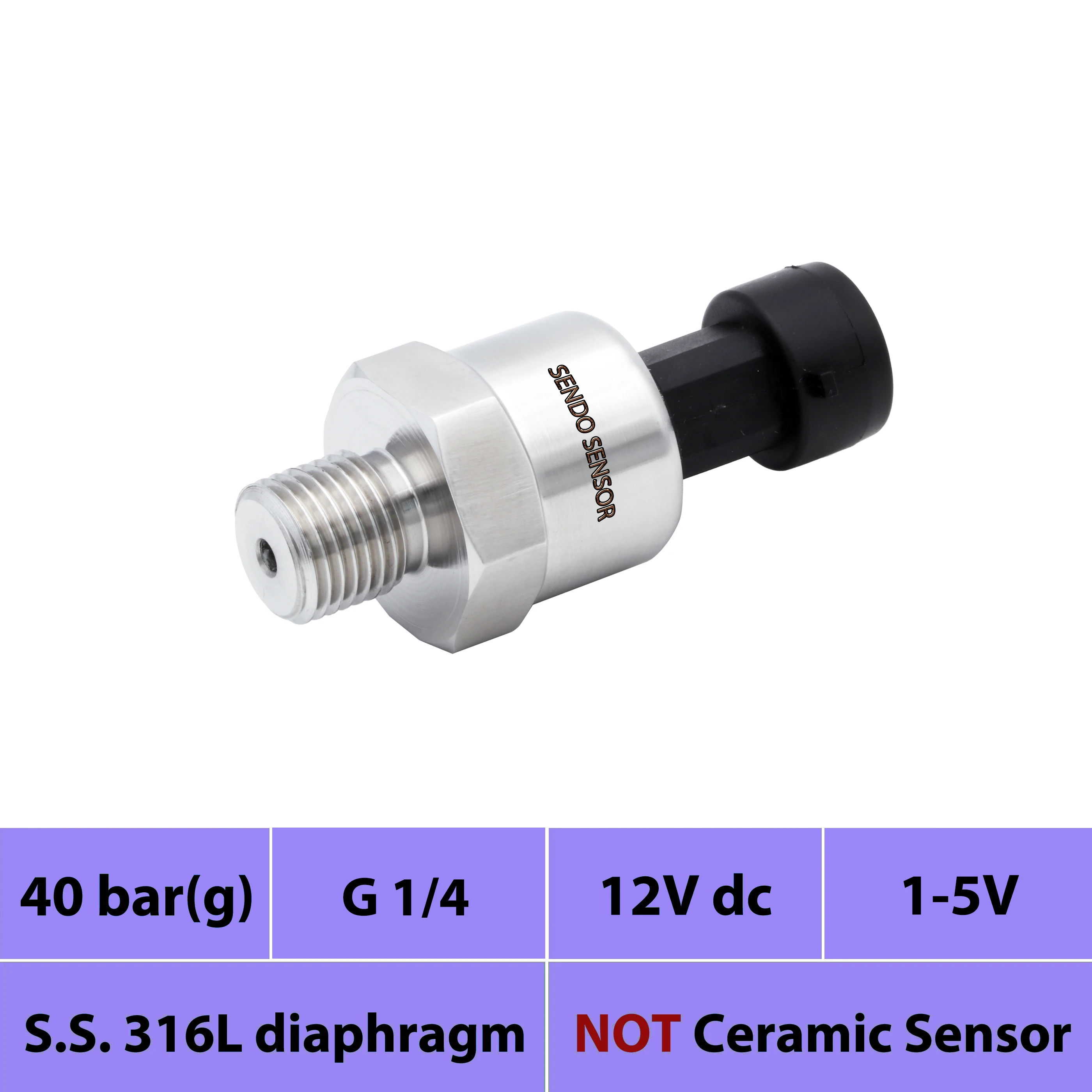 

0 4 mpa, 40 bar, diesel pression transducers, pressure sensors, G 1 4 in thread, packard, IP65, 1 to 5V, 12V, 24V dc, fuel, gas