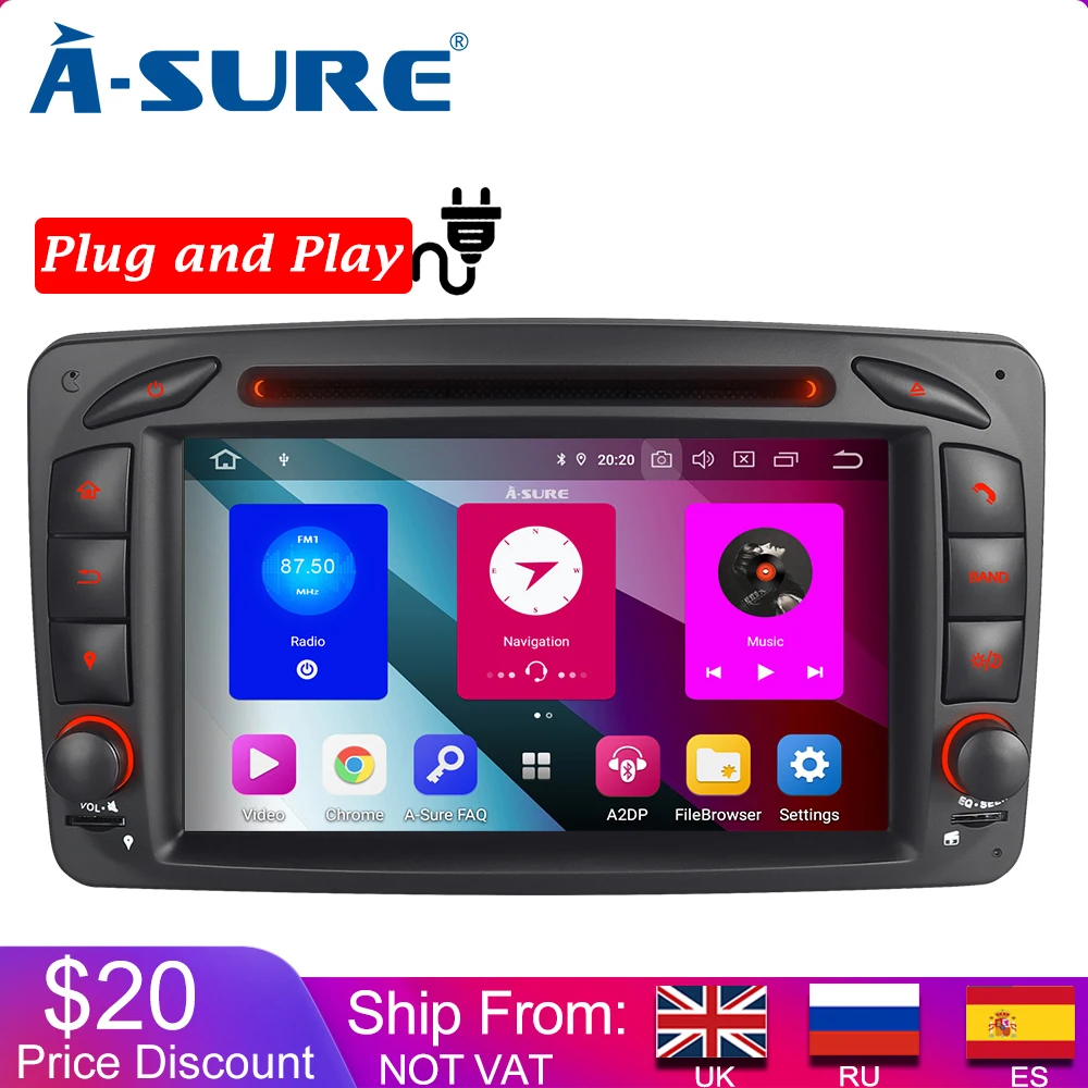 A sure 8 Core 4 ram Android 9 0 радио навигатор с GPS DVD для Mercedes Benz c класс W203 CLK G500 Viano Vito g