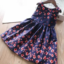 Платье без рукавов с цветочным узором для девочек; платья-майки для маленьких девочек; сезон весна; Новинка года; стильная детская одежда;