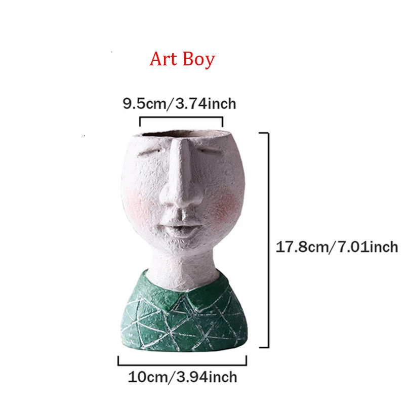Счастье семья статуя цветочный горшок сад портрет скульптура орнамент настольный декор смола Цветочная композиция контейнер - Цвет: Art Boy