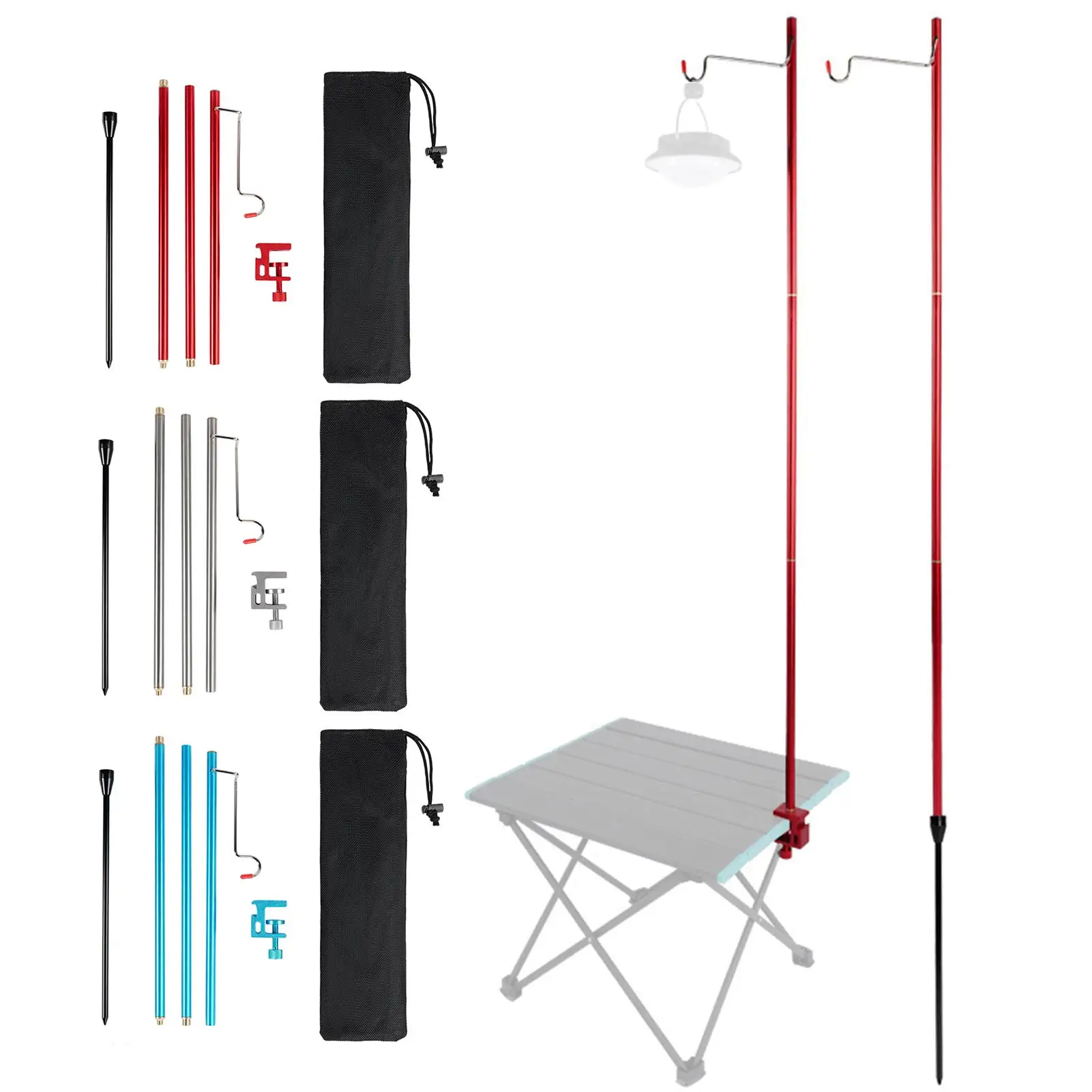 Collapsible Light Stand For Camping Adjustable Height Light Hanger