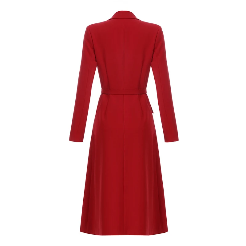 Max Spri, модный стиль, женское одноцветное платье с v-образным вырезом, без рукавов, пряжка на пояс, разрез спереди, офисное платье средней длины, красное