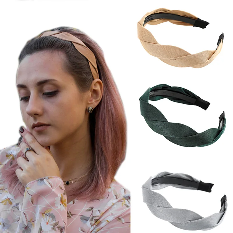 

Wide Solid Color Cloth Fashion Hairbands Korean version Women Headband Handmade Hair Accessories Fabric Headdress Hair Hoop