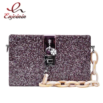 

Sequin Chain Buckle Box Design Women Party Clutch Bag Purses and Handbags Crossbody Chain Bag Female Shoulder Bag Evening Bag