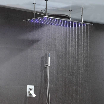 

M Boenn Bathroom Shower Systems 304 Stainless Steel Brushed 20x40" Large Rain Showerhead Head Concealed Hot and Cold Shower Set