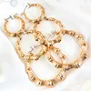 Statement Sliver/Gold Color Big Bamboo Circle Hoop Earrings For Women Hip Hop Large Celebrity Basketball Wives Earrings Hoops 1