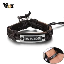 Vnox, что бы Иисус сделал, кожаные браслеты для мужчин и женщин, многослойные браслеты-манжеты, унисекс, браслеты, ювелирные изделия, регулируемая длина