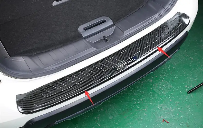 Высококачественные автомобильные наклейки из нержавеющей стали, скребок для порога, защитная пластина для Nissan Rogue X-trail от до X Trail T32 - Цвет: Carbon fiber color