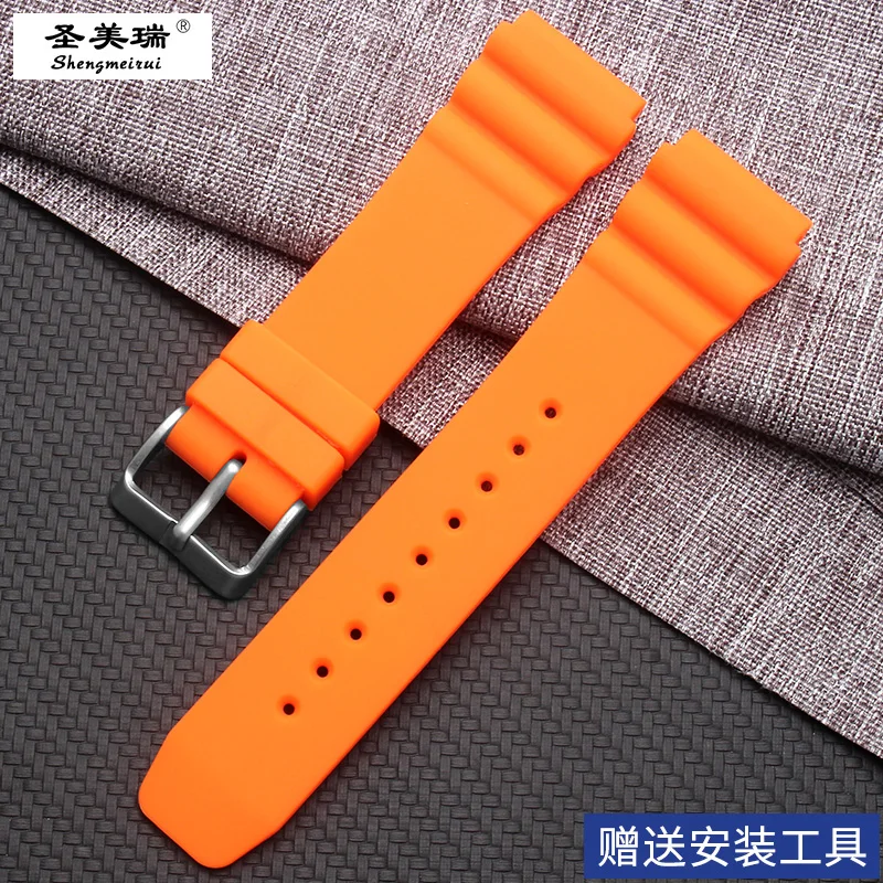 HUXIE для Seiko ProPex силиконовый ремешок для дайвинга мужские и женские часы с аксессуарами 22 мм цветной резиновый ремешок - Цвет ремешка: orange