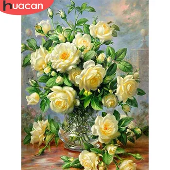 

HUACAN 5D DIY Diamond Painting Mosaic Peony New Arrival Diamond Embroidery Flower Cross Stitch Craft Kit Wall Art